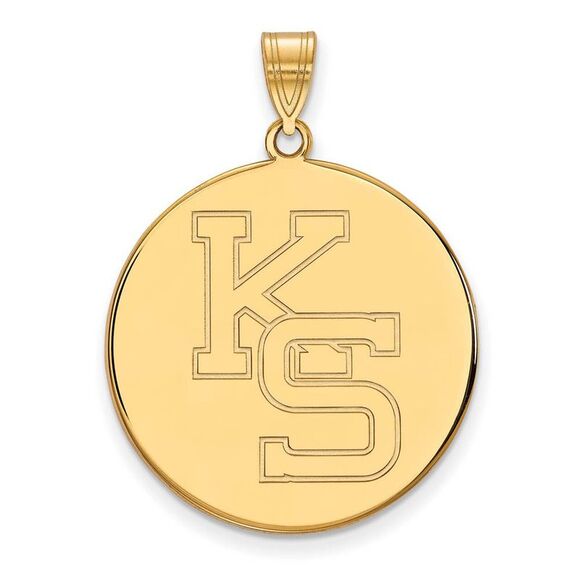 14k Yellow Gold Kansas State XL Disc Pendant